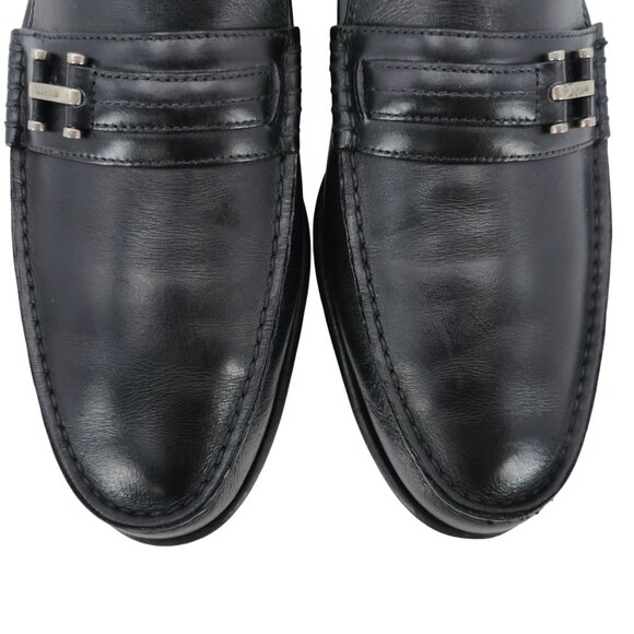 A. Testoni Mens Black Leather Bit Loafers Size 8.5 Italian Dress Shoes Classic V - Picture 10 of 12